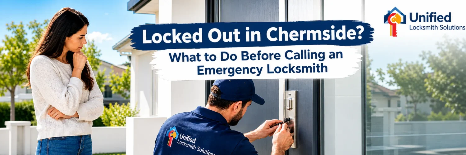 Emergency locksmith in Chermside helping a homeowner regain access to a locked front door | Unified Locksmith Solutions